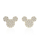 Mickey Mouse Style Round Cut Lab Grown Diamond Stud Earrings, 18K White Gold, Unique Wedding Gifts, Cartoon Stud For Her, Push-Back Stud