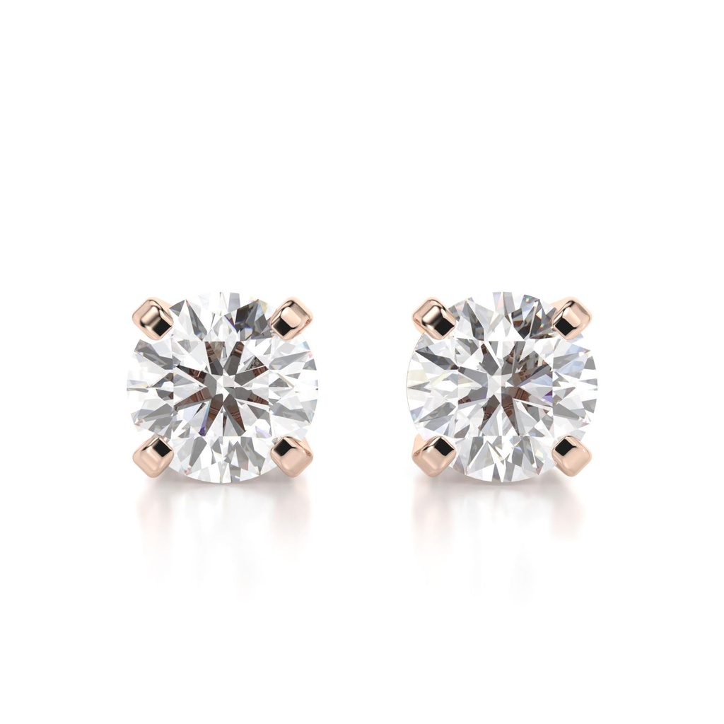 Round Diamond Stud Earrings For Women