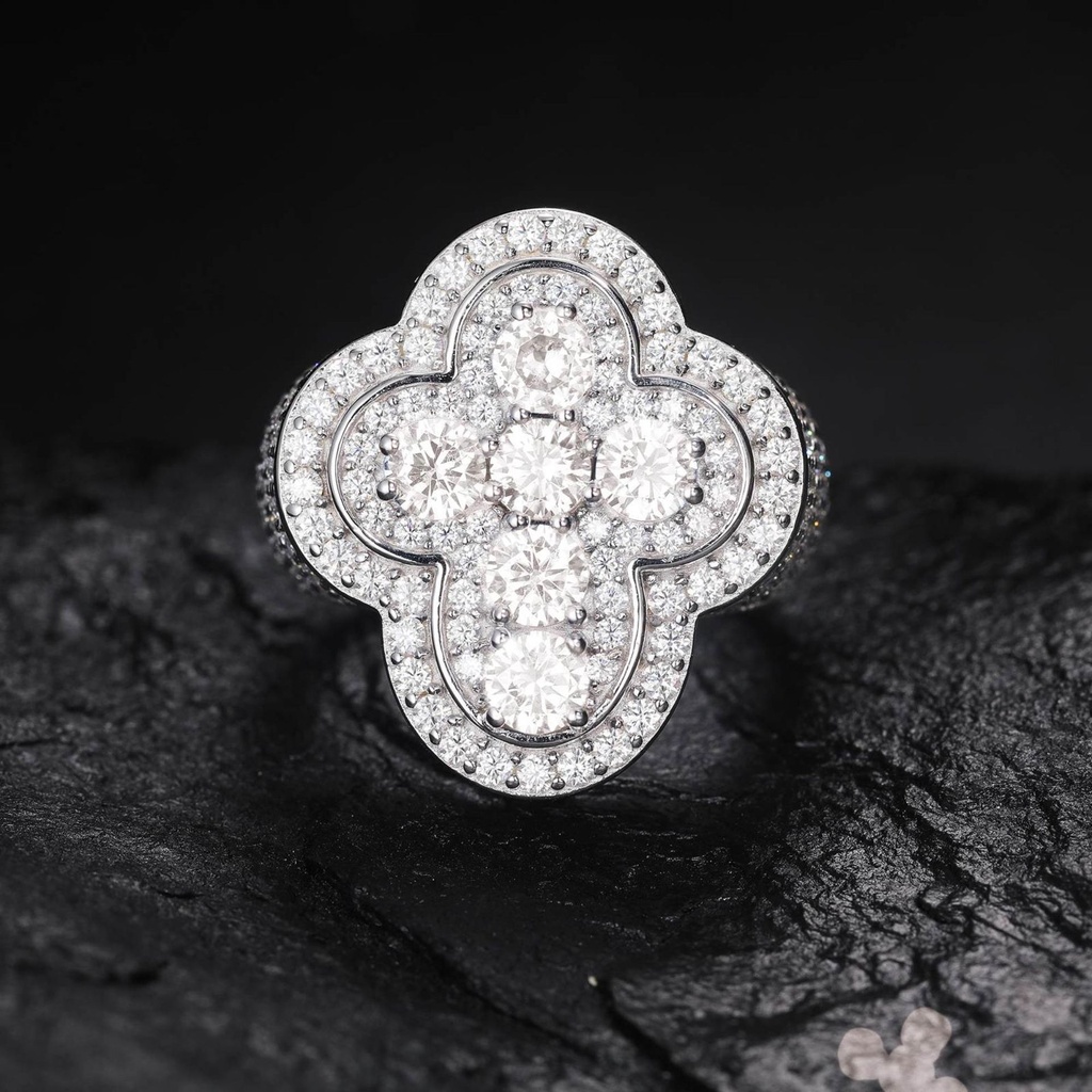 S925 Moissanite Signet Ring With CZ Cross