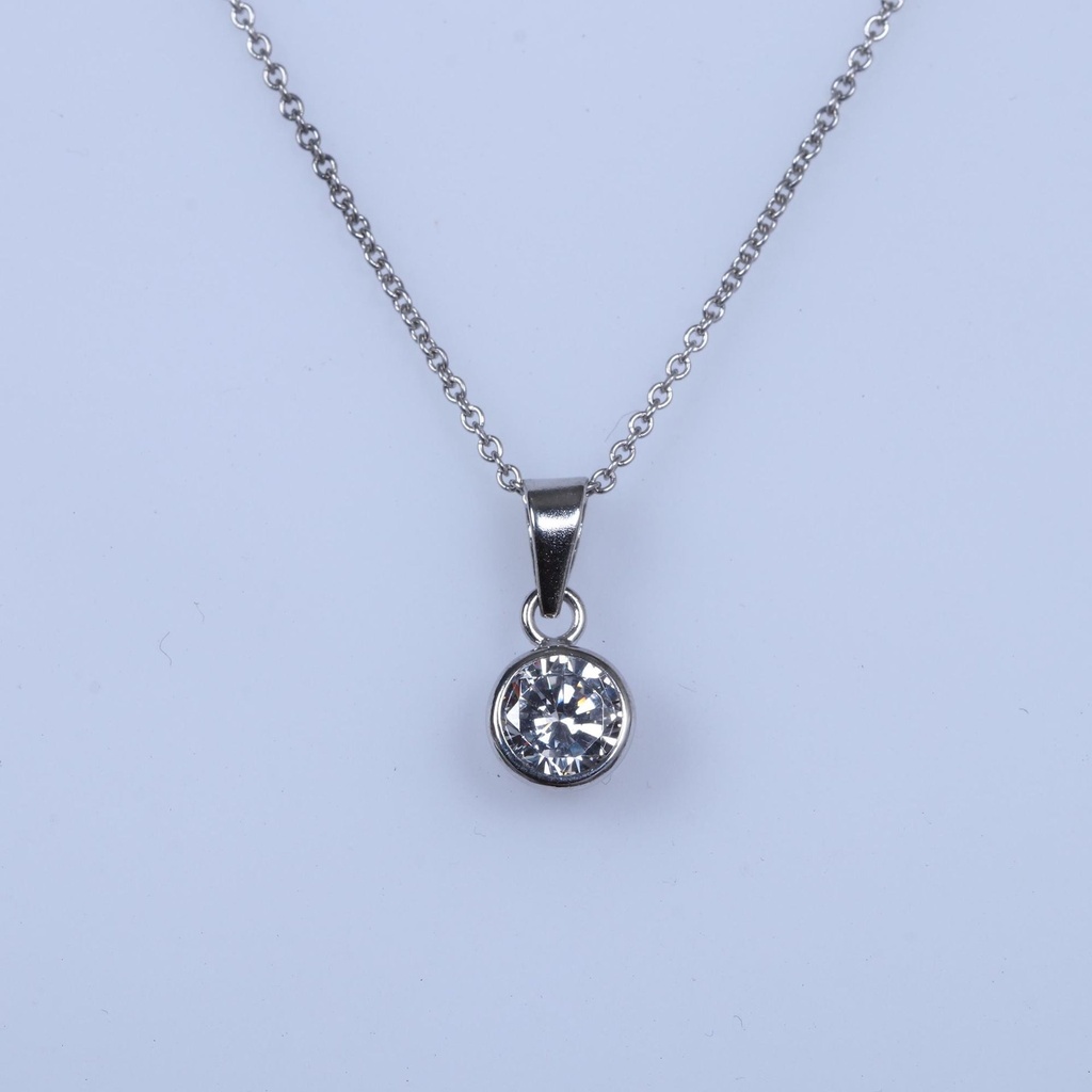 Round Cut Moissanite Bezel Set Wedding Pendant
