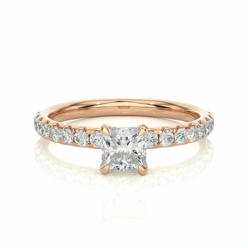  Princess Cut 4 Prong Setting  Diamond Engagement Ring 