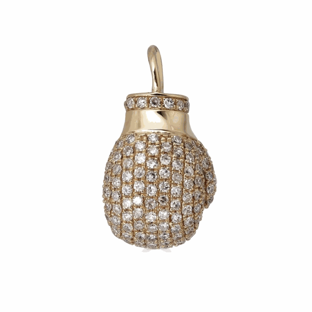  Round Cut Prong Setting Boxing Glove Diamond Pendant