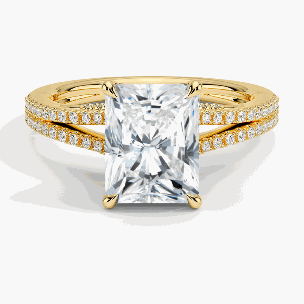  Radiant Cut Split Shank Engagement Ring 
