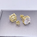  Earrings Screw Back Hip Hop Iced Out