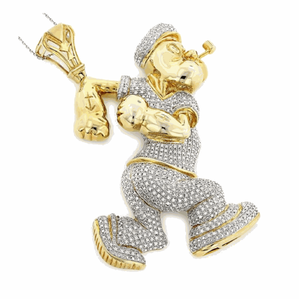  Round diamond Pave Setting Popeye Diamond Pendant