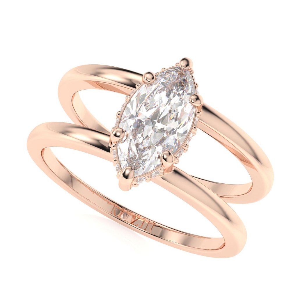 1.00CT Marquise Cut Stone Solitaire Halo Engagement Ring for Women