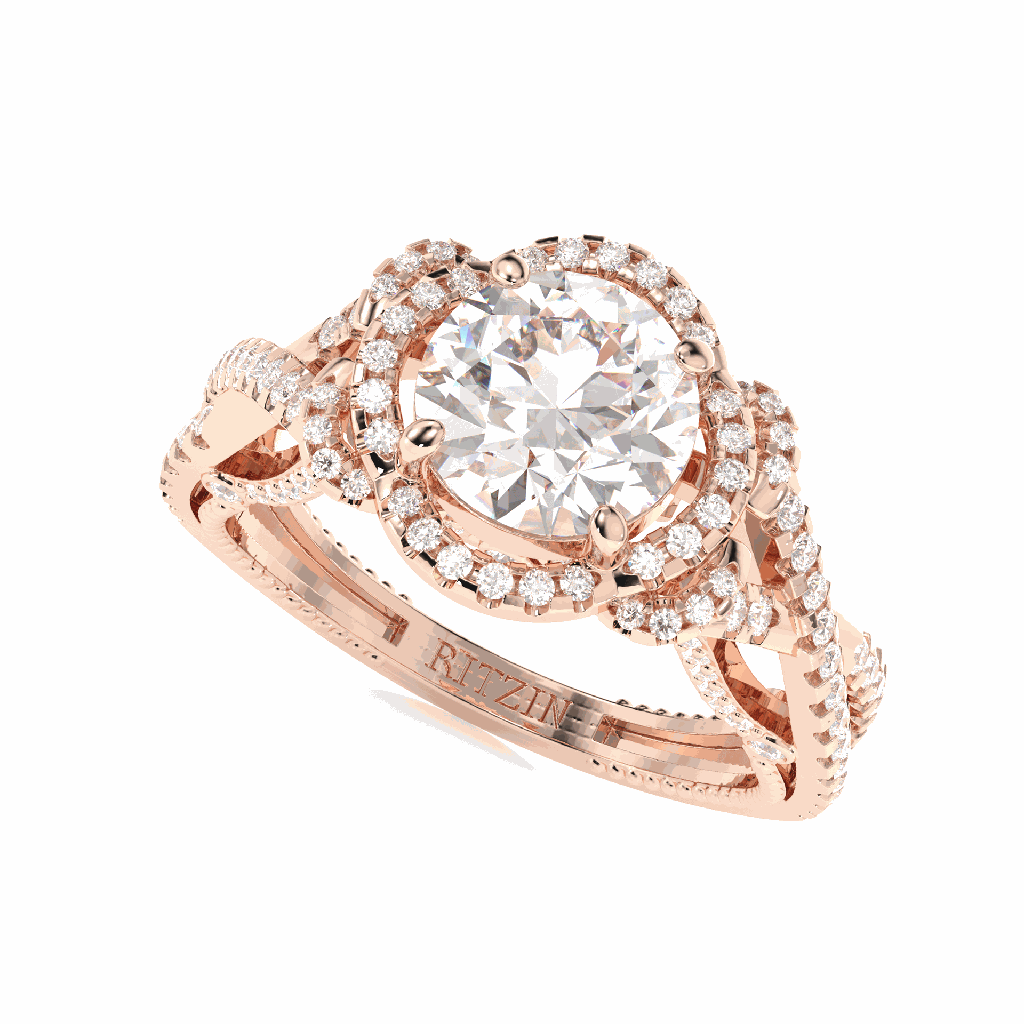 Round Diamond Twisted Style Engagement Ring For Women