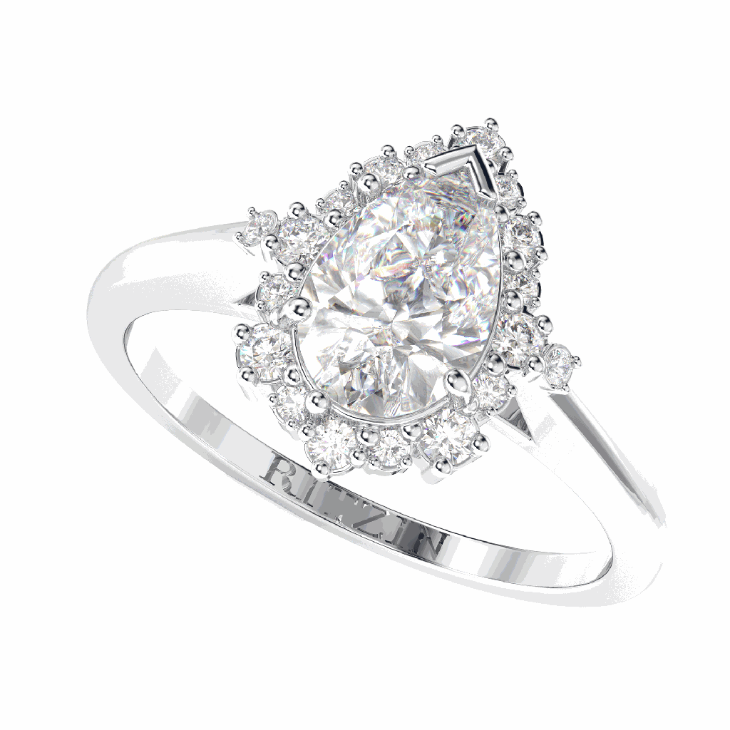 Pear Shape Diamond Halo Style Engagement Ring for Women