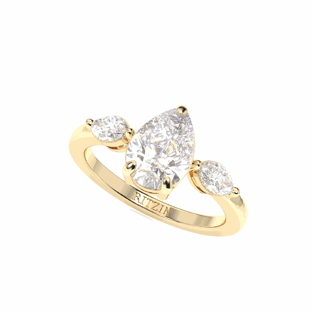 Pear Diamond Three Stone Engagement Ring for Women