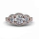 Round Three Stone Engagement Ring for Women