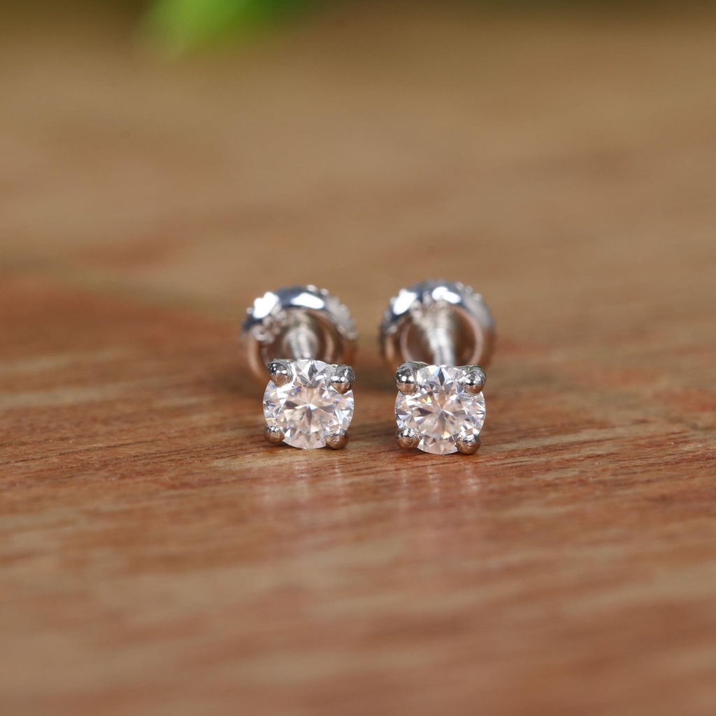 Round Cut Moissanite Stud Earrings