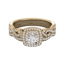 Double Square Halo Round Cut Diamond Engagement Ring