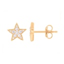  Round Diamond Star Shape Pushback Stud Earrings