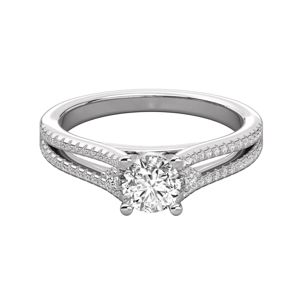 Pointer Round Cut Diamond Engagement Ring 