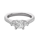 Round Diamond And Princess Cut Diamond 3 Stone Engagement Ring 
