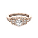  Square Halo Round Diamond Engagement Ring 