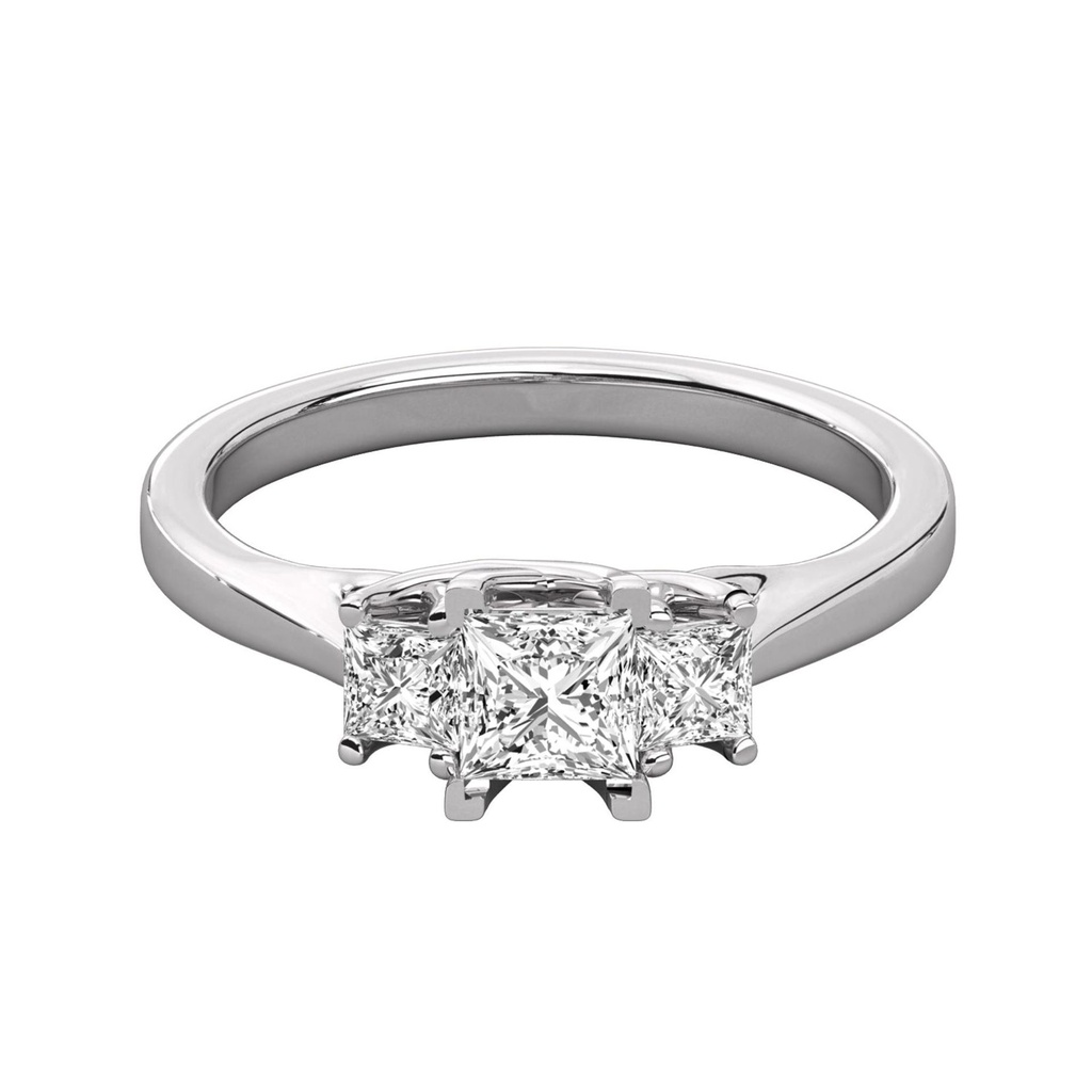 Princess Cut Diamond 3 Stone Engagement Ring 