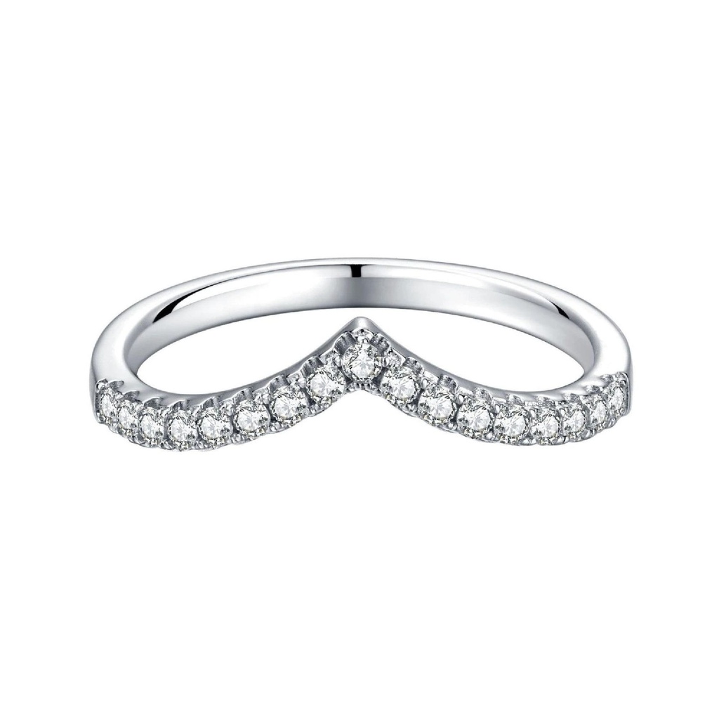 Chevron Round Cut  Band For Engagement