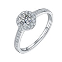 Halo Round Shape White Cubic Zirconia In 925 Sterling Silver Ring For Engagement