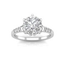 Solitaire With Accents Round Cut White Moissanite In 925 Sterling Silver Ring For Women's Engagement
