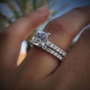 Princess Cut And Round Diamond Bridal Set For Women