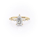  Diamond Engagement Ring, Pear Cut Diamond Ring,  Hidden Halo Wedding Ring