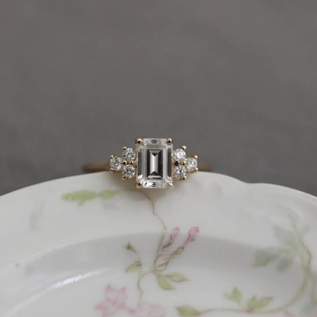 Emerald Cut Lab Grown Diamond Engagement Ring, Diamond Wedding Ring For Women, Solitaire Diamond Ring