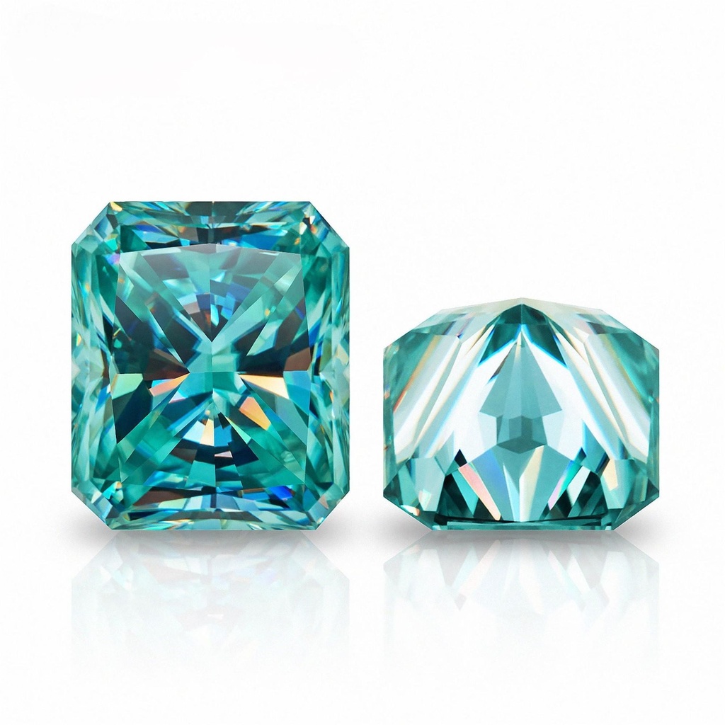 Loose Moissanite Blue Clean Radiant Cut 14.00 x 12.00 MM