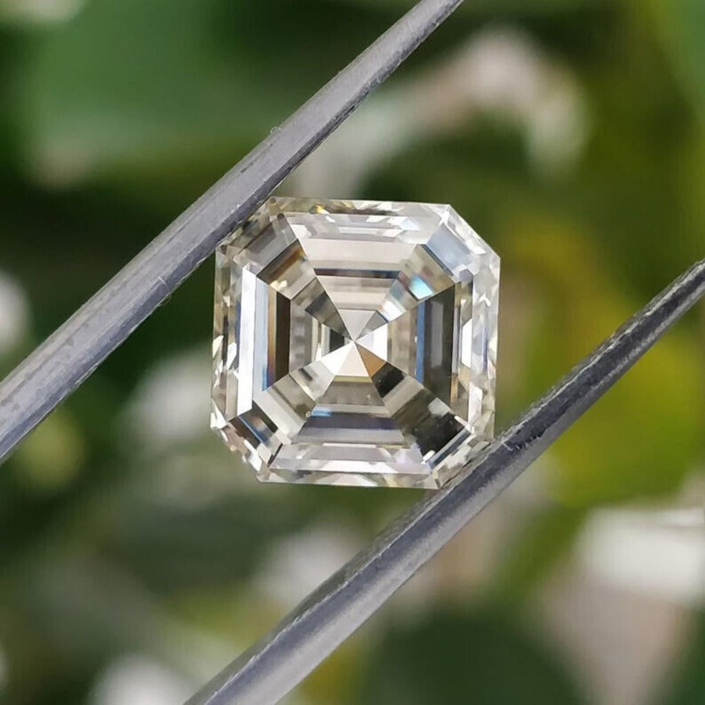 Loose Moissanite Off White Clean Asscher Cut 12.00 MM
