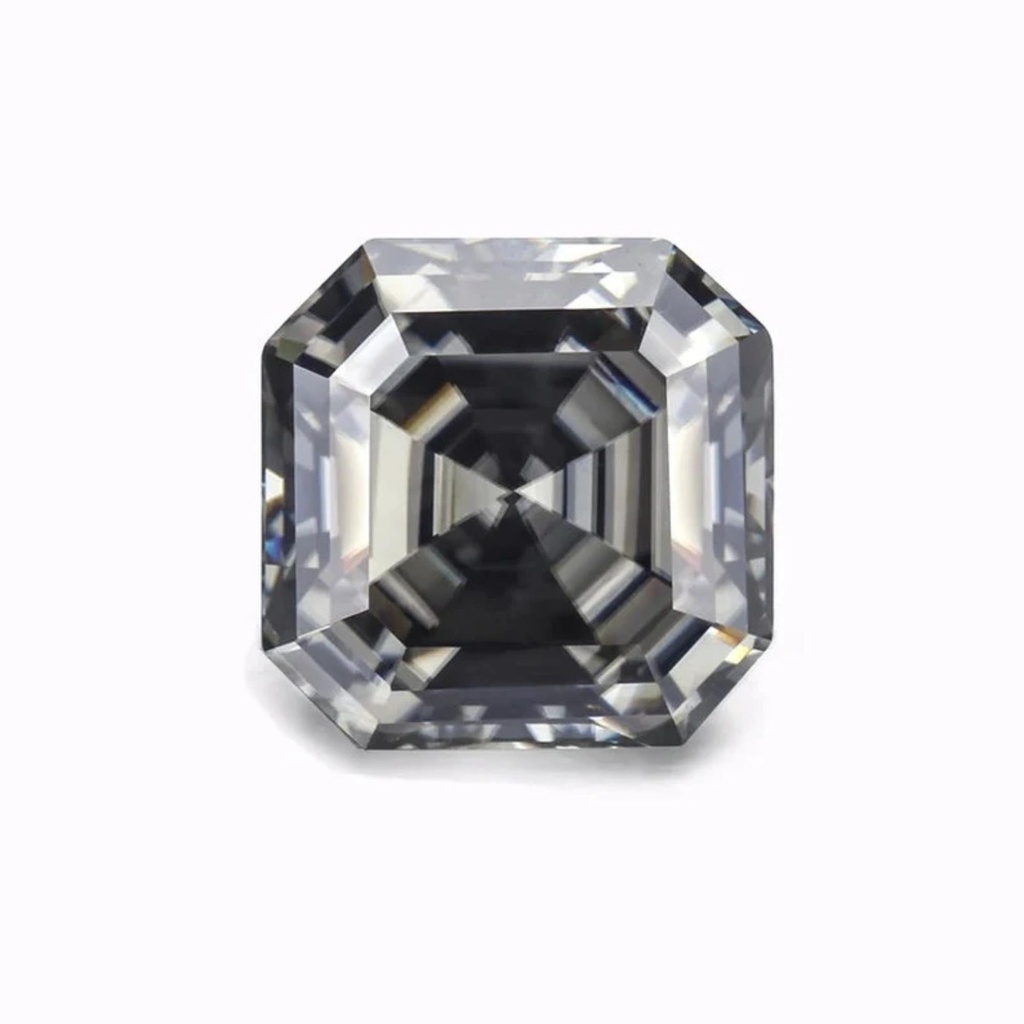 Loose Moissanite Grey Clean Asscher Cut 12.00 MM