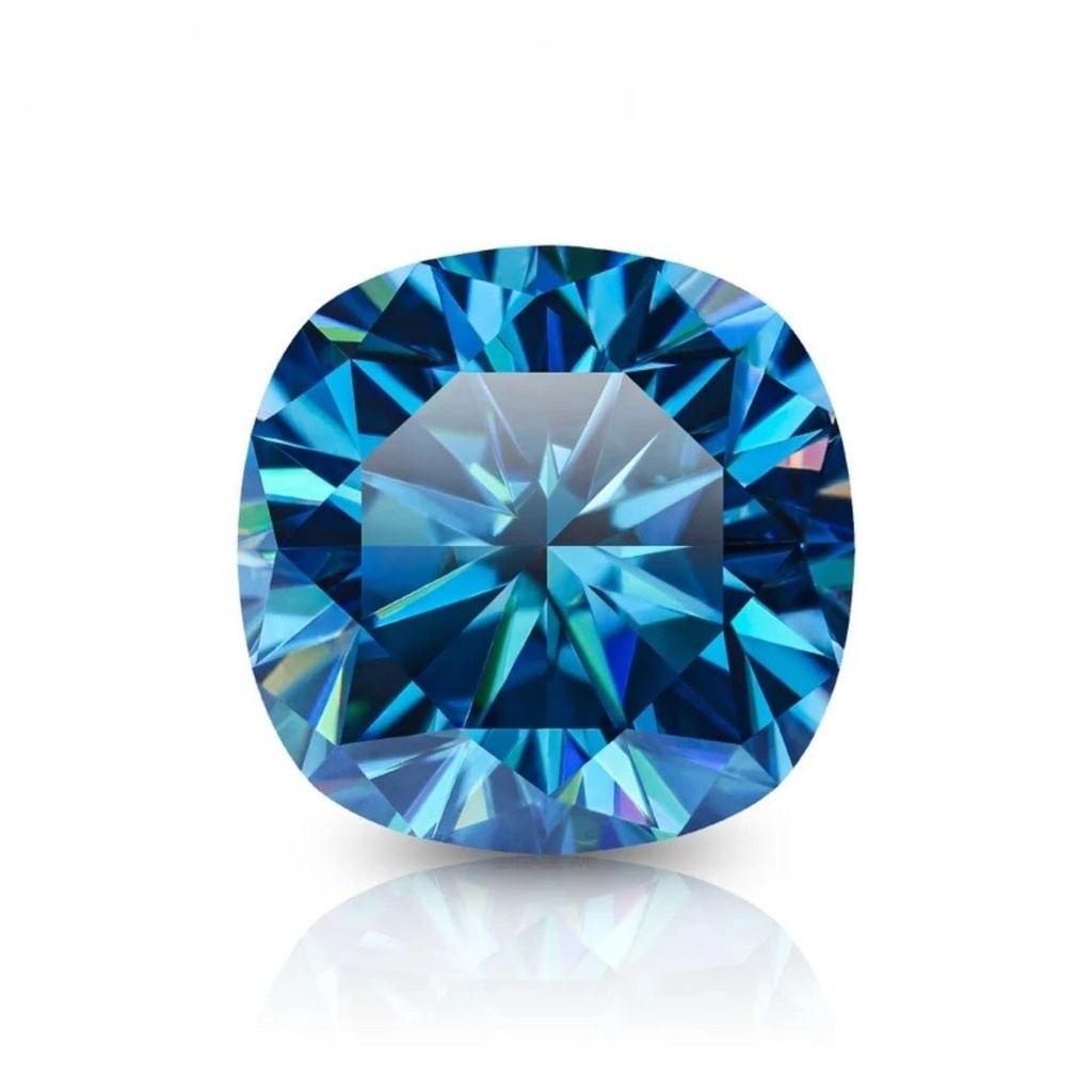 Loose Moissanite Blue Clean Cushion Cut 14.00 MM