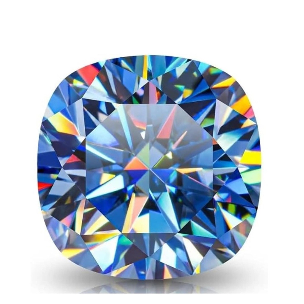 Loose Moissanite Royal Vivid Blue Clean Cushion Cut 5.50 MM