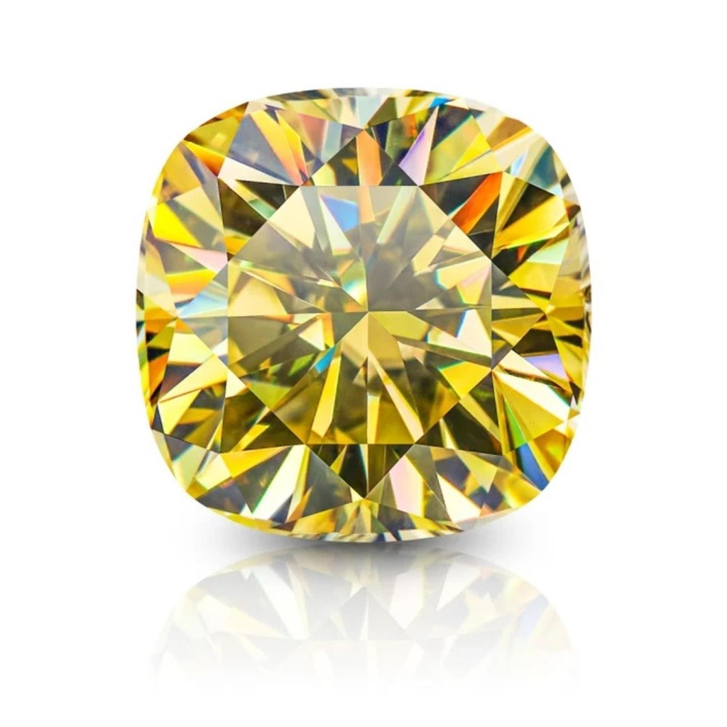 Loose Moissanite Canary Vivid Yellow Clean Cushion Cut 8.00 MM