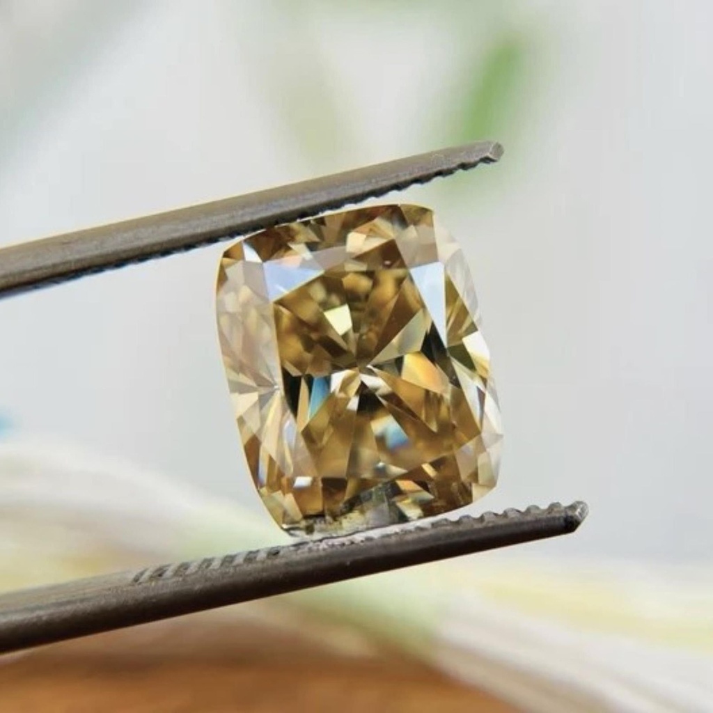 Loose Moissanite Brown Clean Elongated Cushion Cut 9.00 x 7.00 MM