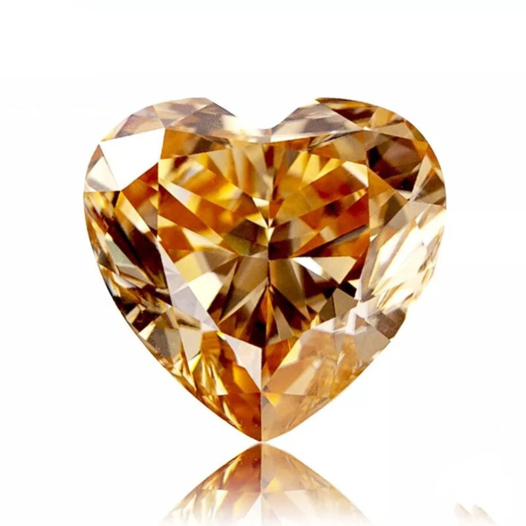 Loose Moissanite Champagne Vivid Brown Clean Heart Cut 15.00 MM
