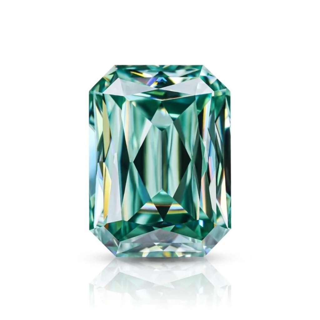 Loose Moissanite Green Clean Criss Cut Emerald 7.00 x 5.00 MM