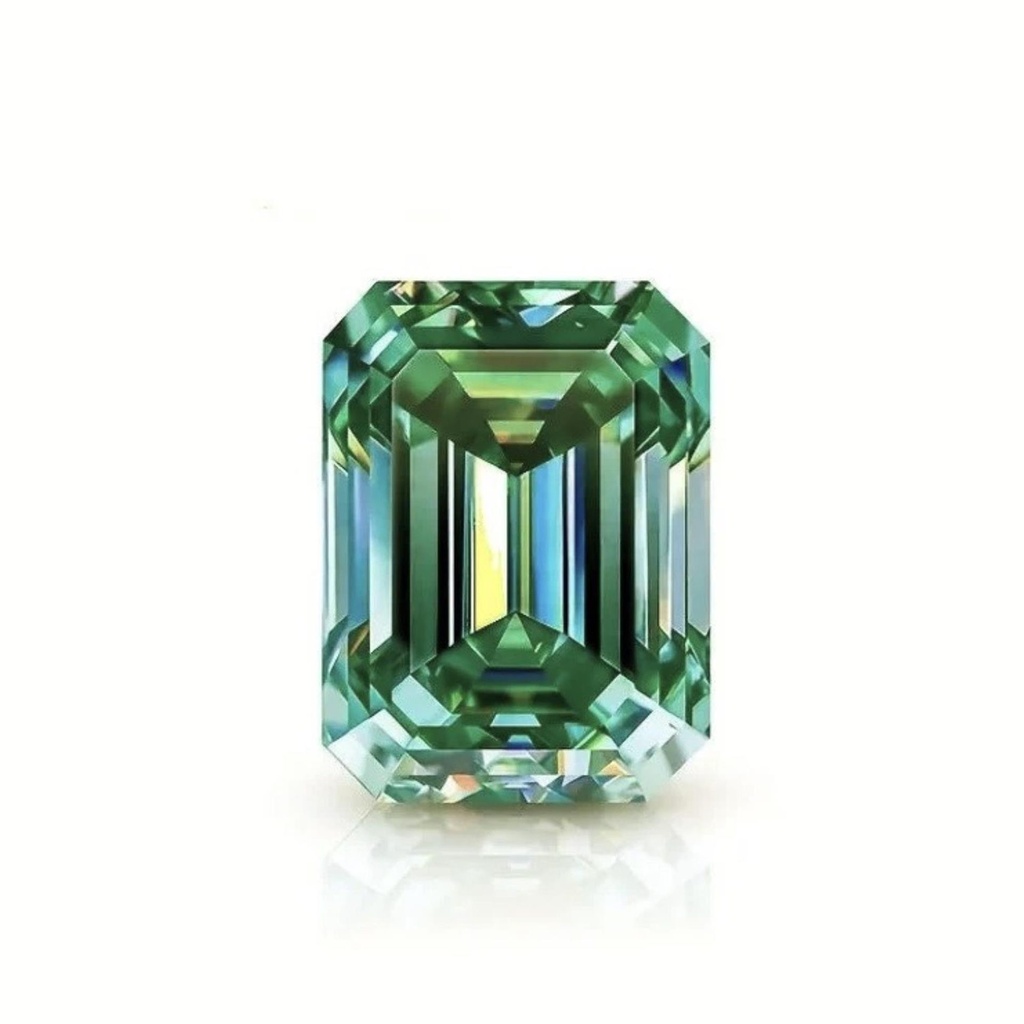 Loose Moissanite Emerald Vivid Green Clean Criss Cut Emerald 8.00 x 6.00 MM