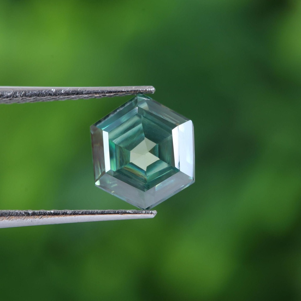 Loose Moissanite Green Clean Hexagon Cut 6.00 MM