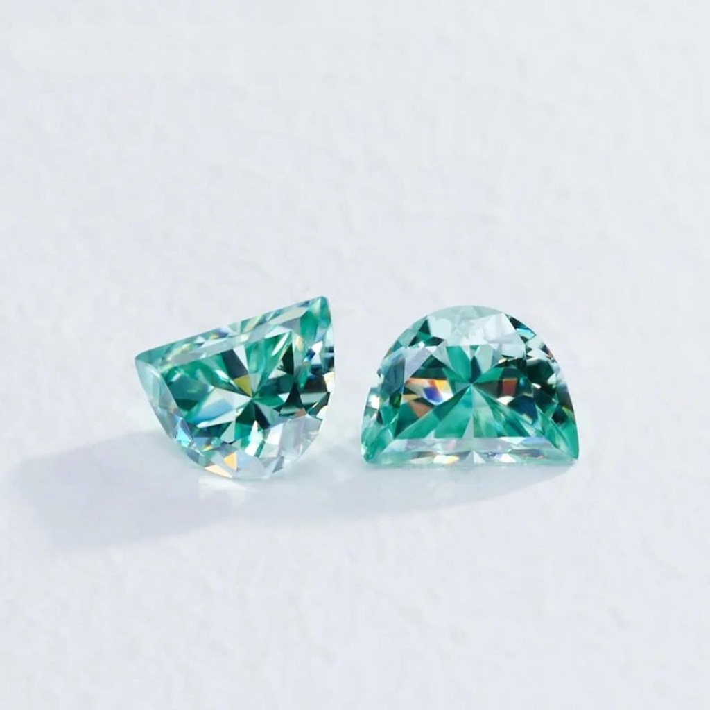 Loose Moissanite Blue Clean Half Moon Cut 8.00 x 6.00 MM