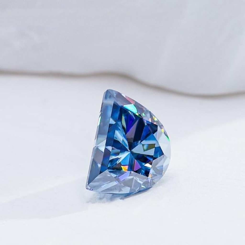 Loose Moissanite Royal Vivid Blue Clean Half Moon Cut 7.00 x 5.00 MM