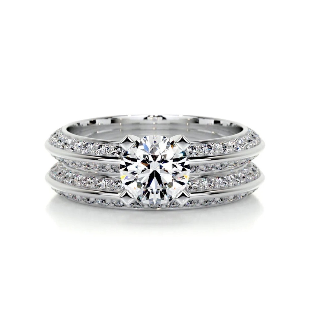 Round Diamond Unique Bridal Set For Women