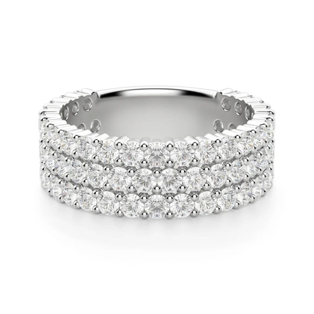 Round Cut Bold Semi Eternity Wedding Band For Women