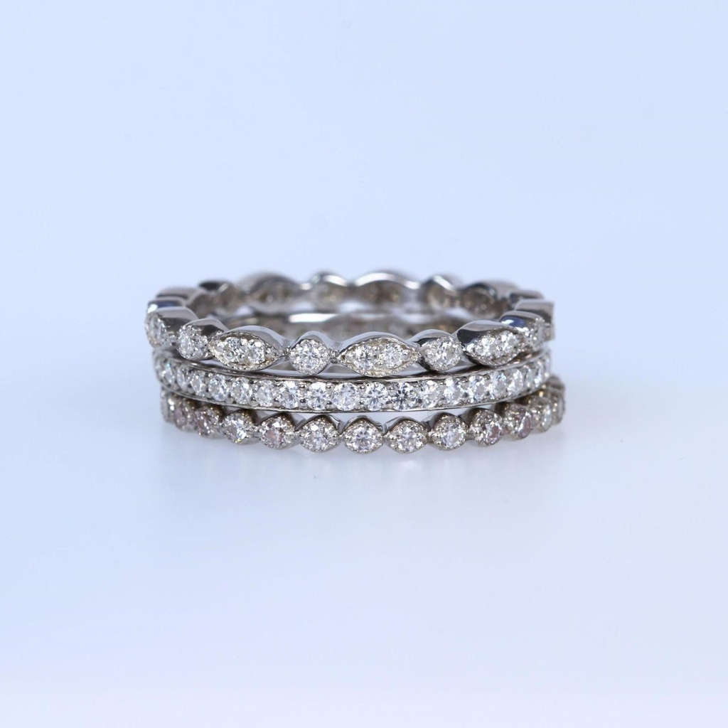Round And Marquise Diamond Eternity Trio Band For Women