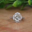 Oval Diamond Halo Engagement Ring for Women