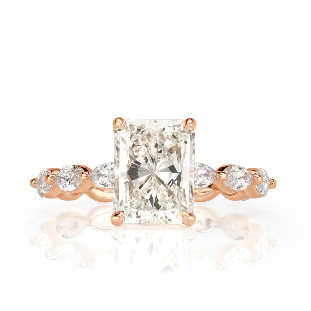 Radiant Diamond Art Deco Style Engagement Ring for Women