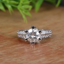 Round Diamond 2 Row Engagement Ring for Women