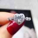 Heart Diamond Halo Engagement Ring for Women