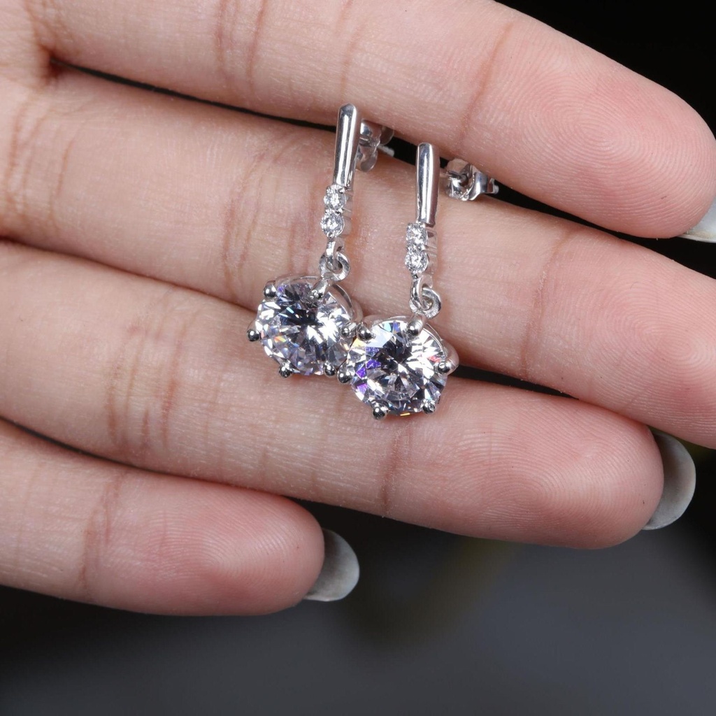 Round Diamond Drop Dangle Earring For Women