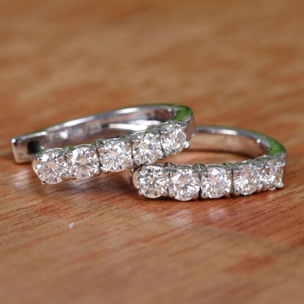 Round Cut Stone Hoop Earring For Women