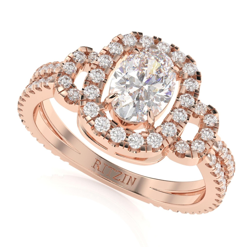 Oval Brilliant Cut Lab Grown Diamond Ring Halo Engagement Ring 